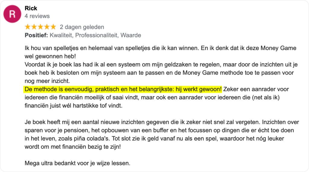 money game review over geld besparen en financien